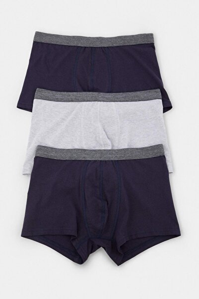 Trendyol Kollektion Marineblau-Grau Melange 3er-Pack Flexible Boxershorts TMN...