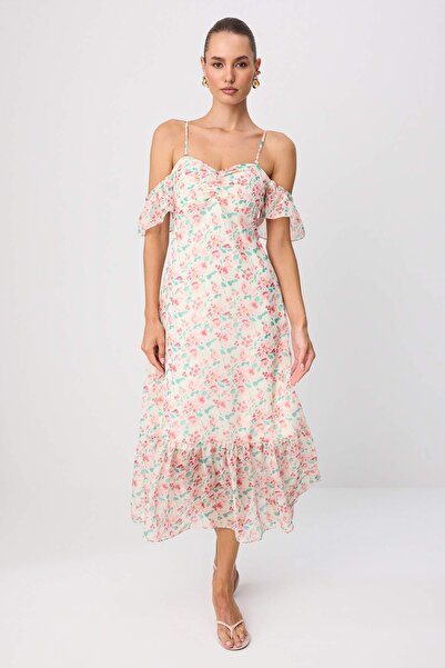 Trendyol Collection Multi-Colored Floral Skirt Ruffled Maxi Woven Dress Twoss...