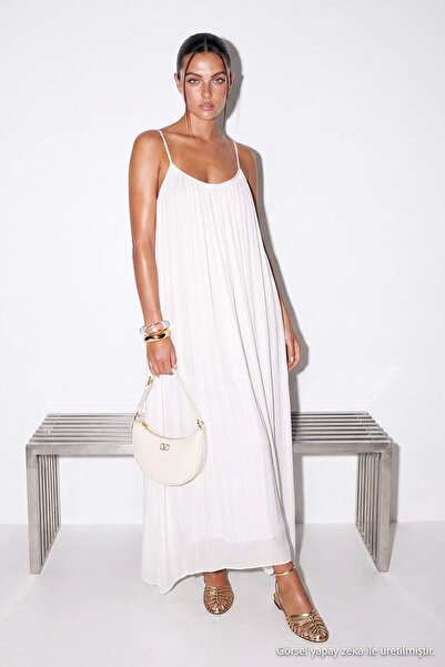Drop by TrendyolMilla White Adjustable Strap Comfortable Cut Lined Dress Tdrs...