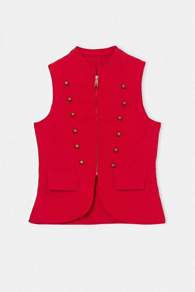 Drop by TrendyolMilla Crveni sudija ovratnik Napoleon dugmadi tkani prsluk sa...