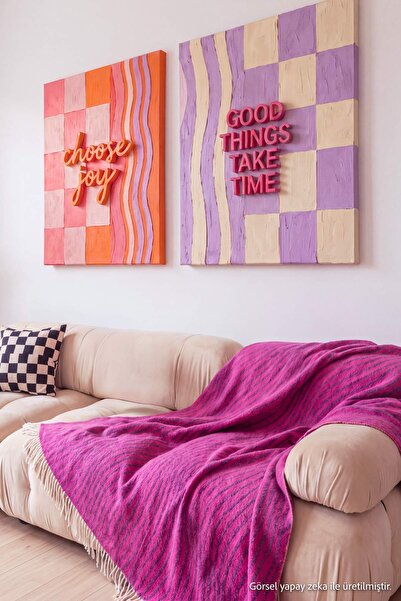TRENDYOLMİLLA HOME بطانية تلفزيون مخططة متعددة الألوان مقاس 130x170 سم TPHAW2...