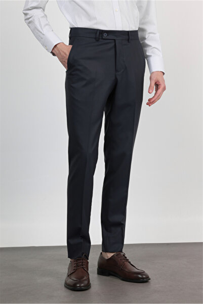 İmza Μπλε ναυτικό ελαστικό παντελόνι με πλαϊνή τσέπη, βασική στενή εφαρμογή 1...