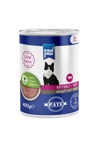 PawPaw Υγρή τροφή για ενήλικες γάτες, μπιφτέκι βοείου κρέατος, 400 g, χαμηλή ...