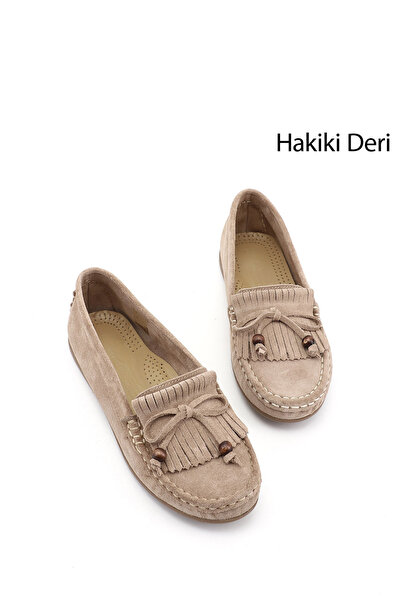 GÖNDERİ(R) Γυναικείο Sand Suede Bowknot Comfort Loafer από γνήσιο δέρμα