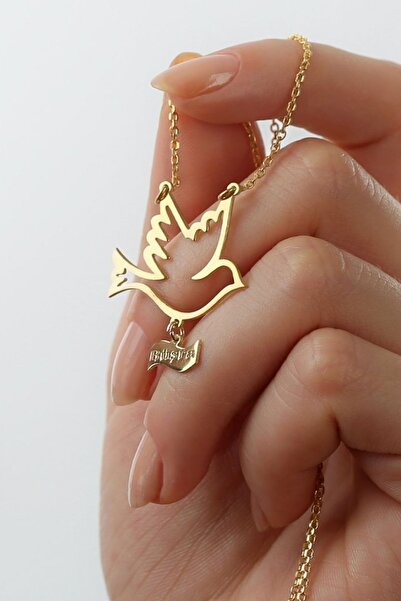 Silvano Jewelry 925 Ayar Gümüş Güvercin Kuş Silüetli Isimli Kolye