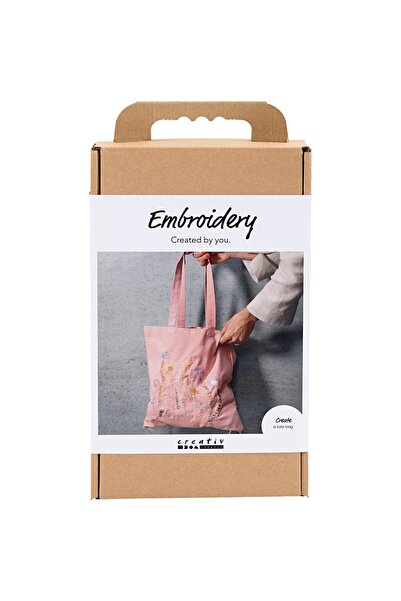Creativ Company Set de broderie pentru geantă tip tote, Roz delicat (977861)