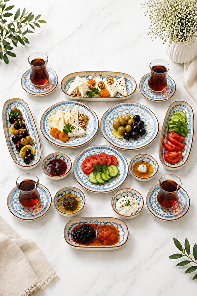 naturelove 29 Parça Porselen Kahvaltı Takımı - Dijital Desenli Egzon 6 Kişili...