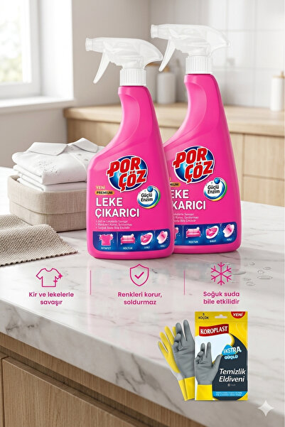 Porçöz Leke Çıkarıcı Sprey 750 ml 2 adet temizlik eldiveni hediyeli