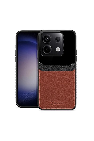 Zebana Xiaomi Redmi Note 13 Pro 5G Uyumlu Kılıf Lens Deri Kılıf Kahverengi