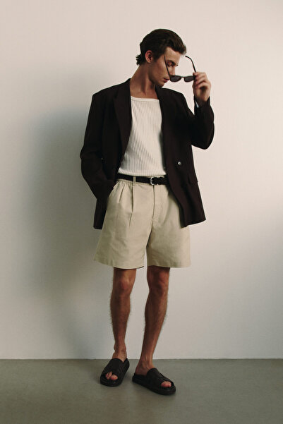 H&M Keten Karışımlı Şort Relaxed Fit
