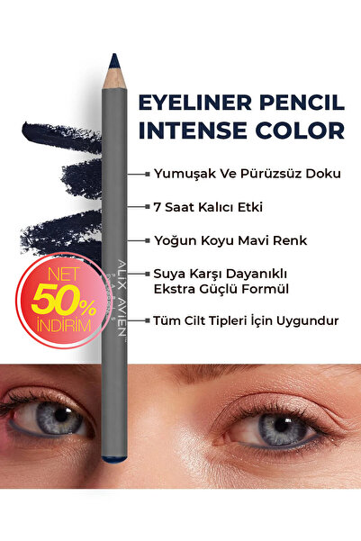 Alix Avien Suya Dayanıklı Yoğun Pigmentli Kremsi Kolay Sürüm Lacivert Göz Kal...