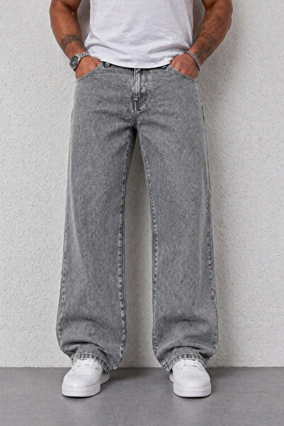 Gussi Erkek Füme Baggy Fit Likrasız Rahat Kesim Jean Pantolon
