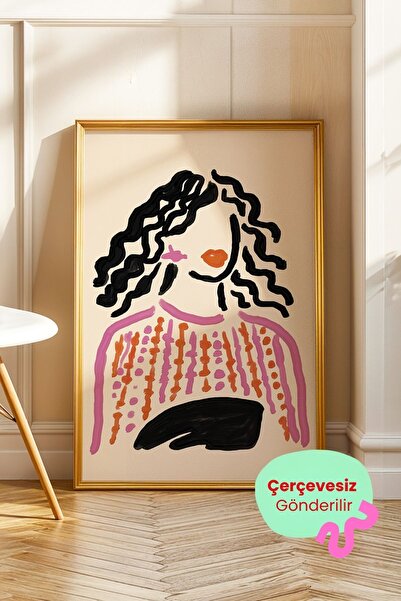 ArtDropsco Soyut Kadın Figür Tablosu Modern Minimal Duvar Tablosu Dekoratif P...