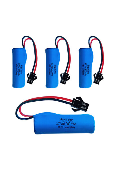 Premiore 4 adet 3.7V 900 mAh 14500 Li-ion Oyuncak Araba Pili | Siyah Soket | ...