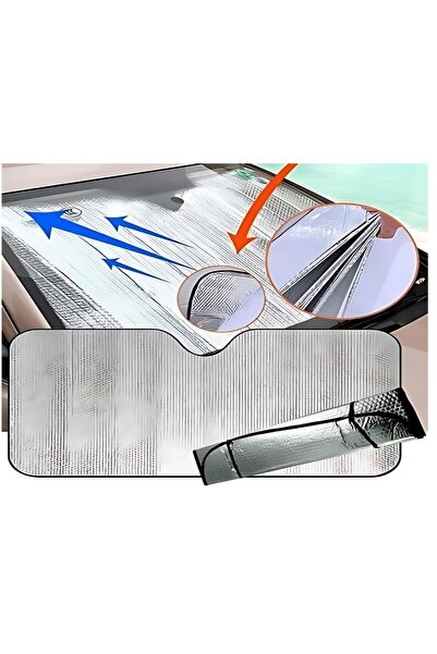 Ankanorm Ön Cam Güneşlik Katlanabilir Metalize Balonlu Ön Cam Oto Araba Güneşliği Perde (150x70 Cm)