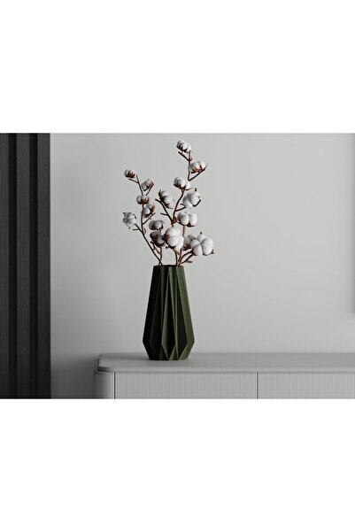 Sani Vază decorativă Sani, Capac 130 x 130 x 200 mm, Verde închis mat