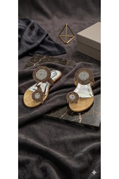A.FRM Patterned Round Stone Slippers