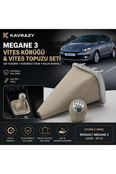 KAVRAZY Renault Megane 3 Bej 6 Ileri Vites Topuzu ve Bej Vites Körüğü Takımı ...