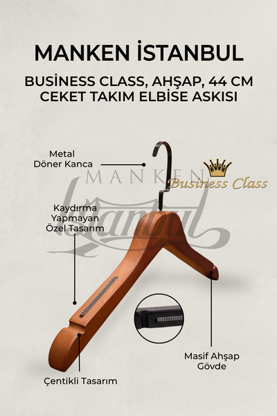 Manken İstanbul Clasa Business 20 bucăți 44 cm cârlig italian negru din lemn ...