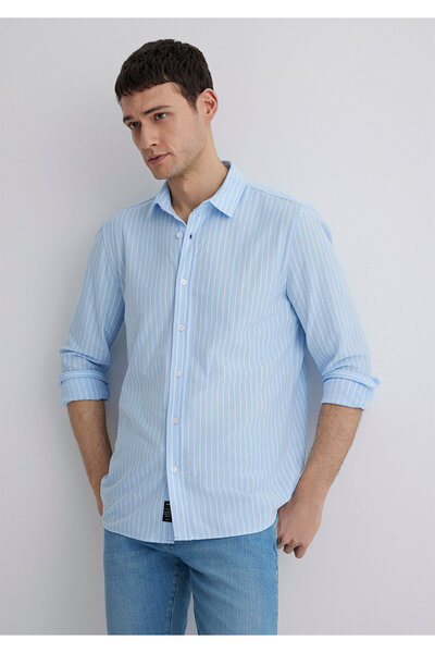 Mavi Çizgili Mavi Gömlek Slim Fit / Dar Kesim 0211404-89506