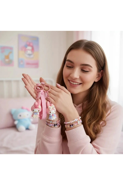 Miniso Sanrio Lisanslı My Melody Rose Earl Anahtarlık 3D Figürlü Pembe Şık (T...
