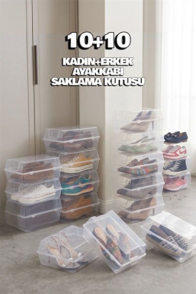 Bayev 20 Adet Ayakkabı Kutusu (10 10 ) 10 Adet Erkek 10 Adet Kadın Ayakkabı S...