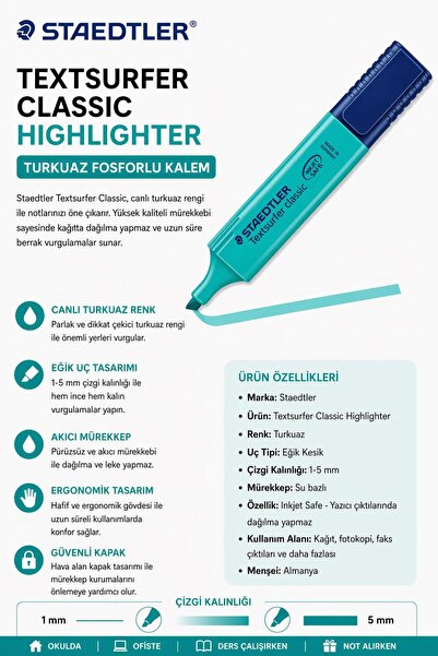 Generic Brand Textsurfer Classic Highlighter Turquoise Highlighter