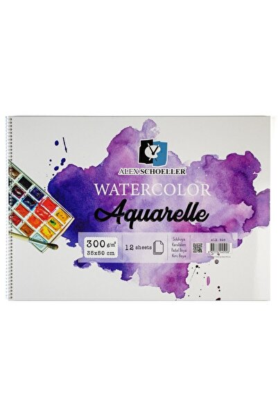 Alex Schoeller 35x50 300 gr Spiralli Suluboya Defteri 12 yp ALX-926