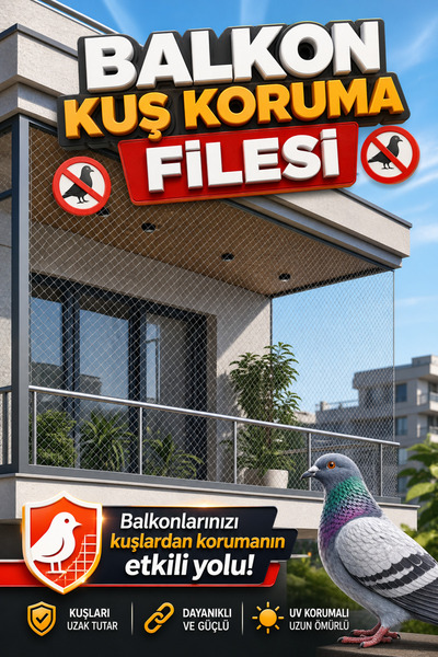 viyolmarketim 2x7 m Balkon Kuş Koruma Filesi | 12’li Montaj Seti Dahil | UV D...