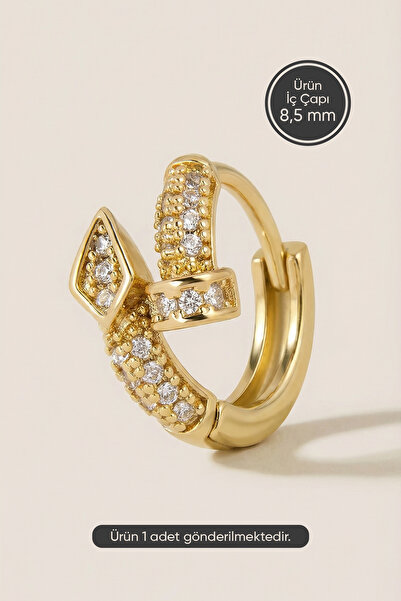 Hetra Altın Renkli Cerrahi Çelik Sarmal Çivi Model Halka Piercing – Helix, Kı...
