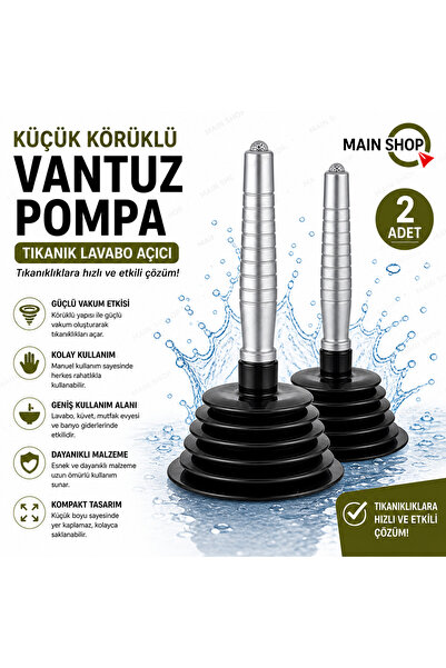 MAİN SHOP 2 ADET Küçük Körüklü Küvet,Mutfak ve Banyo Vantuz Pompa Tıkanık Lav...
