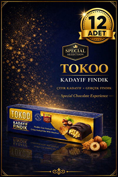 Tokoo 30g*12 ad. Fındıklı ve Kadayıflı Çikolata Bar