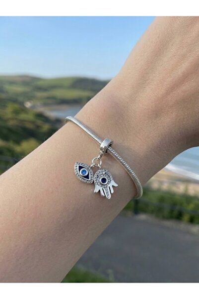 My Story Nazar Boncuklu Hamsa Sallantılı Gümüş Charm