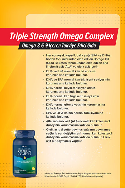 GNC GNC Triple Strength Omega Complex - 90 Yumuşak Kapsül