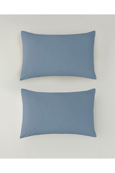 English Home Novella Premium Pamuk Dokulu 2'li Yastık Kılıfı 50x70 cm Denim Mavi