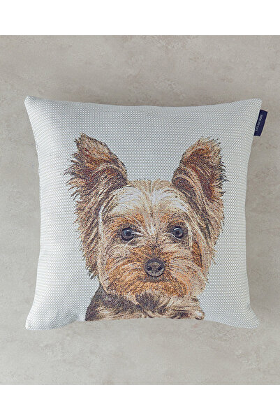 English Home Terrier Dolgulu Kırlent 45x45 cm Ekru - Gri