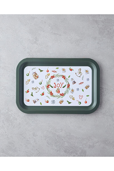 English Home New Year Joy Metal Tepsi 35x23 cm Yeşil