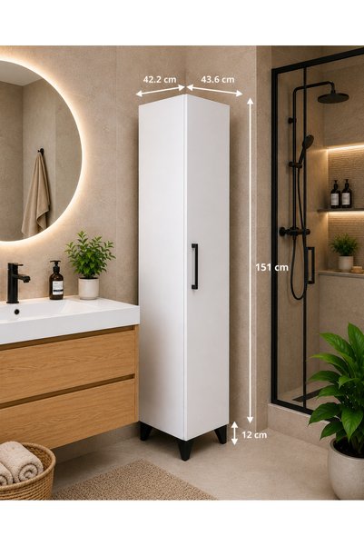 DUYAMO "MDF" Banyo Dolabı, Çok Amaçlı Dolap, Banyo Boy Dolabı
