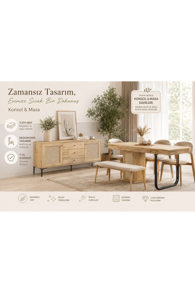 VENATTO Trio Meşe Yemek Odası