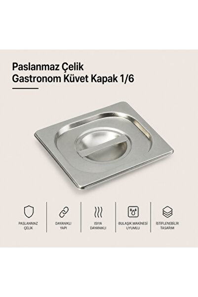 Natsan Paslanmaz Çelik Gastronom/gastronorm Küvet Kapak 1/6