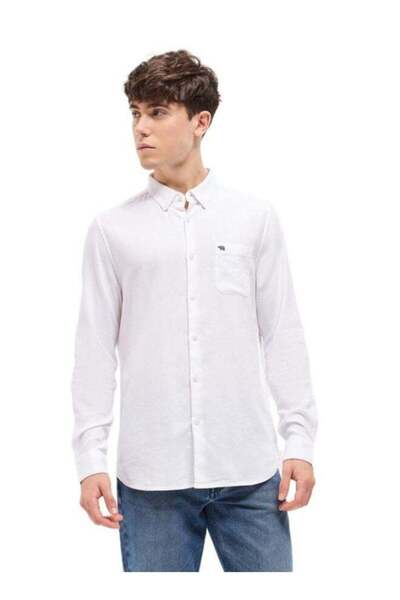 The Bear House Men's White Solid Slim Fit Casual Shirt for Every Occasion