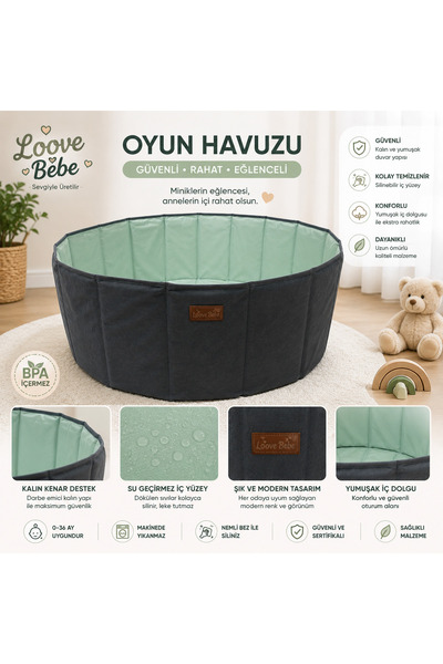 LOOVE BEBE OYUN TOP HAVUZU OYUN PARKI 90CM X 35CM KATLANIR KULLANIŞLI EĞLENCELİ