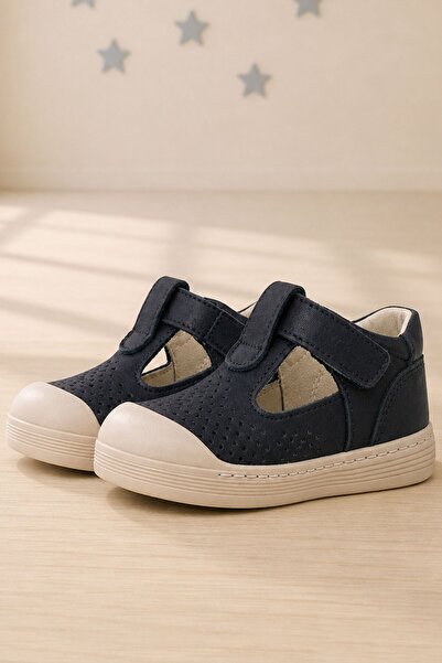 Rakerplus Shaun Genuine Leather Black Skin Velcro Anatomical Baby Sandals