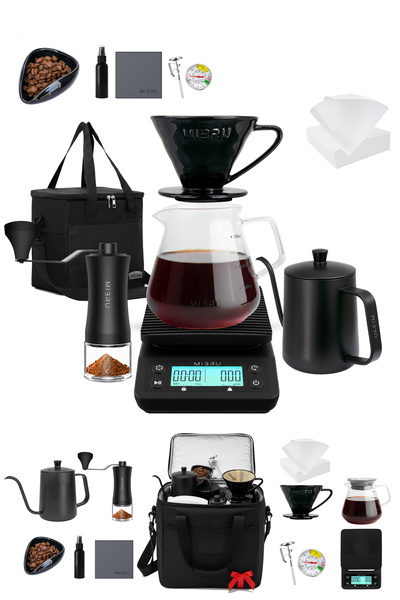 MIBRU مجموعة ماكينة تحضير القهوة اليدوية V60 Premium Pour Over من 11 قطعة مع ...