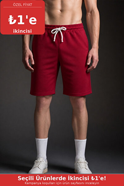COMBİNE MİCHAİL Men's Elastic Summer Comfort Burgundy Shorts