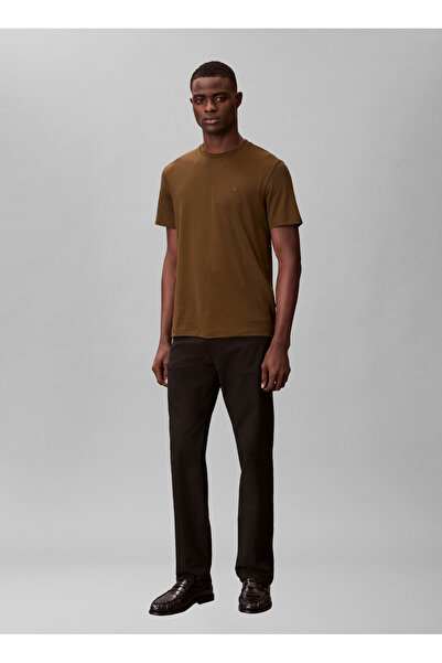 Calvin Klein Kahverengi Erkek Logo Baskılı T-Shirt LV04LB275G4S4_SS SUPIMA CH...