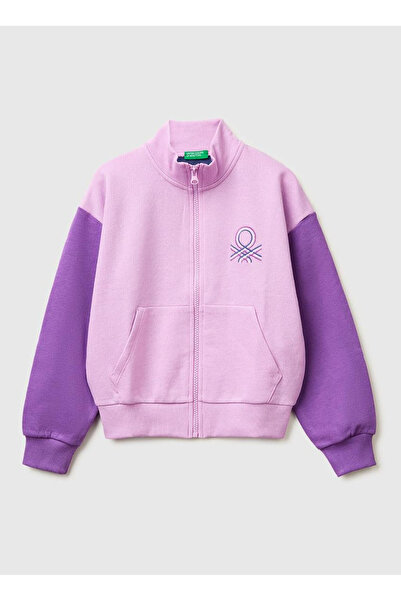 United Colors of Benetton Lila Kız Çocuk Simli Sweatshirt 3J68C505U