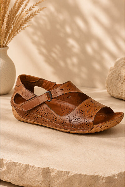 İNZE AYAKKABI Genuine Leather Sandals - Model Name: Elara