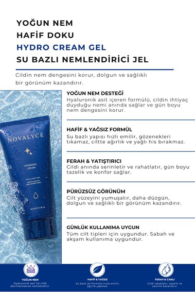 Novalyce Daily Care Set That Helps Moisturize the Skin, Water-Based Gel Moisturizing Cream, 2-Pack 50Ml+50Ml