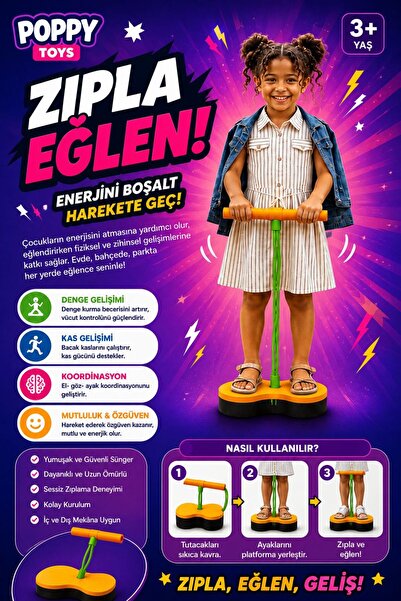 POPPYTOYS Çocuklar Için Atlama Zıplama Oyuncağı Boy Uzatıcı Eğitici Fiziksel ...